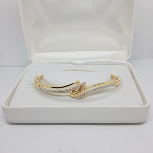18kt Gold Over Silver Diamond Accent Bypass Bangle Bracelet MSRP $325